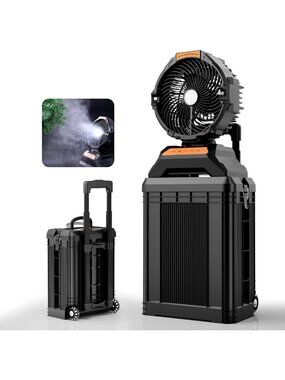 Portable Rechargeable Misting Fan with 4 Gal Bucket, Oscillating Outdoor Cooler